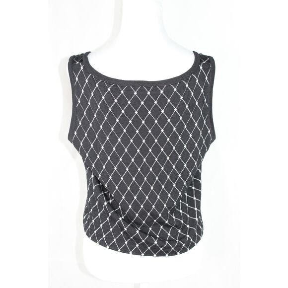 St. John Sport by Marie Gray tank top argyle knit scoop neck Medium - Picture 2 of 8